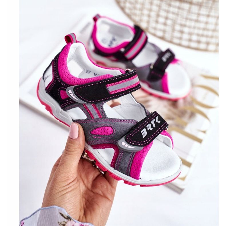 Bartek S.A. Sandali per bambini per ragazze profilattici Bartek T-16176-7 / 77G nero rosa grigio 2
