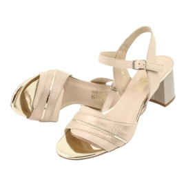 Comodi sandali in pelle Gamis 3940 beige d'oro 4