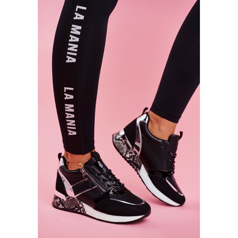 Scarpe sportive da donna a figura nera nero 2