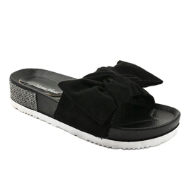 Pantofole casual nere con fiocco LW-10 nero 1