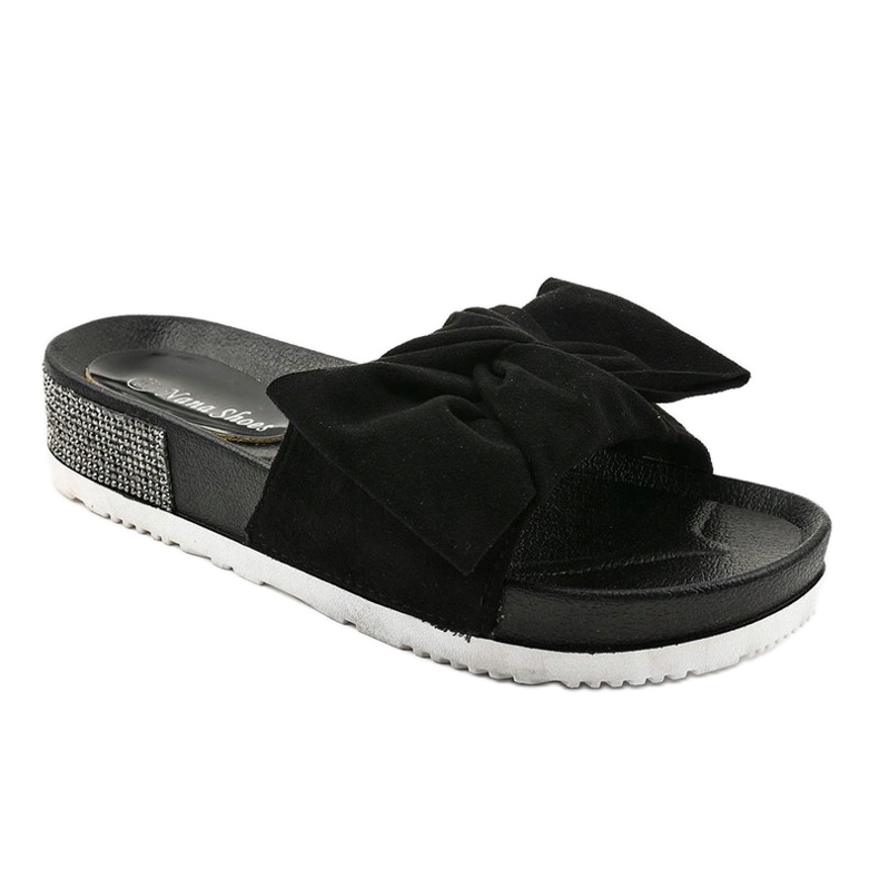 Pantofole casual nere con fiocco LW-10 nero 1