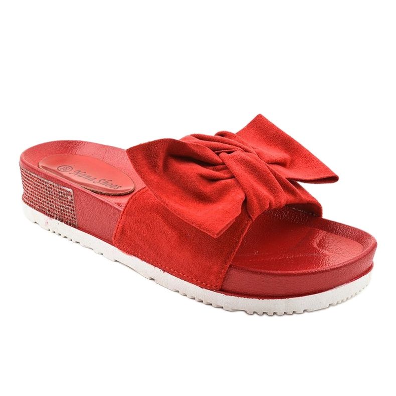 Pantofole casual rosse con fiocco LW-10 rosso 1
