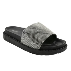 Pantofole nere con paillettes SF-01 nero 1