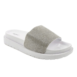 Pantofole bianche con paillettes SF-01 grigio 1