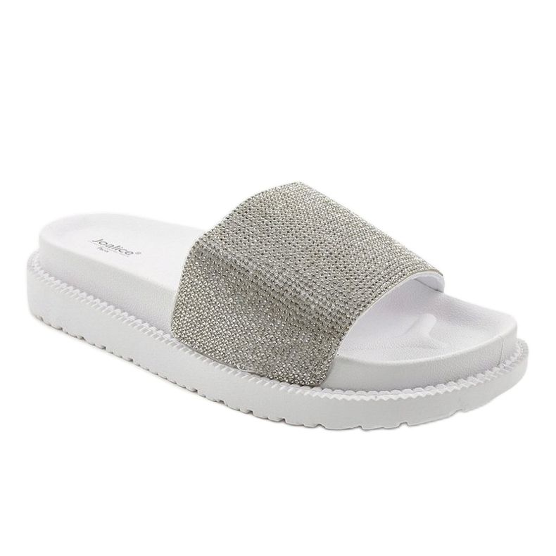 Pantofole bianche con paillettes SF-01 grigio 1