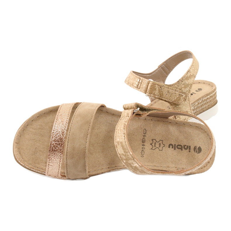Sandali con inserto in pelle Inblu Platino OF019 beige d'oro 4
