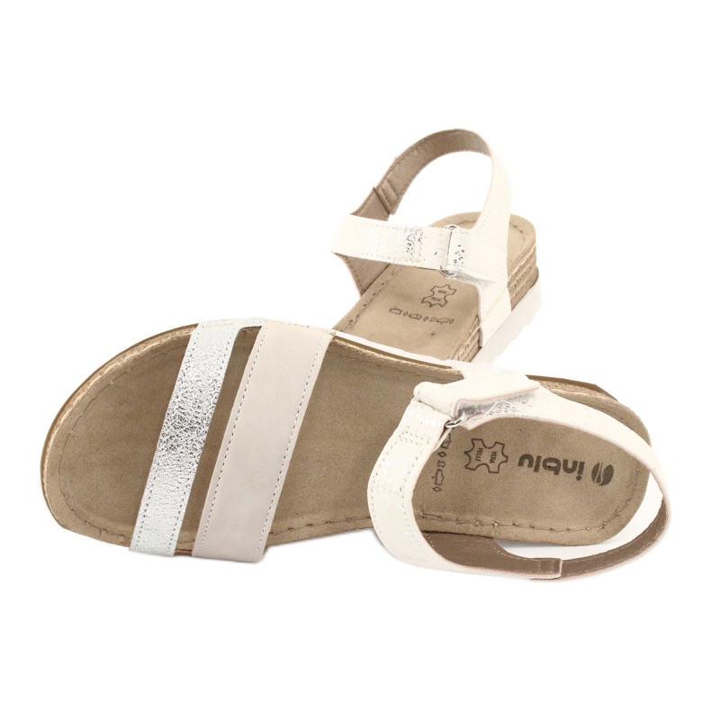 Sandali con inserto in pelle Inblu Argento OF019 bianco grigio 4