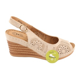 Evento Comodi sandali con zeppa 20SD98-1862 marrone giallo 5