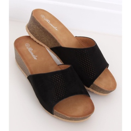 Pantofole nere su zeppa bassa nero 10-238 Nero 2