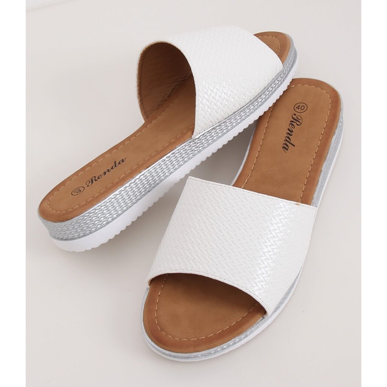 Pantofole da donna bianche BQ-66 White bianca 2