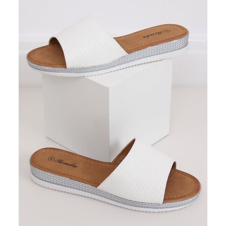 Pantofole da donna bianche BQ-66 White bianco 1