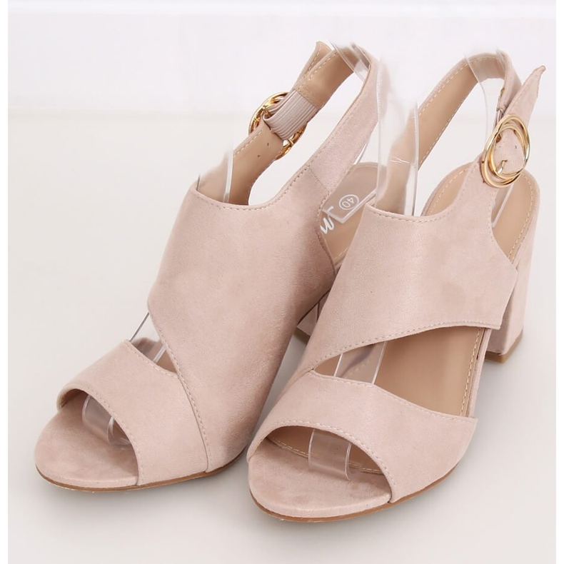 Sandali beige con tacco alto A8560 Beige 1