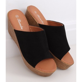 Pantofole nere sulla zeppa nere 10-236 Nere nero 1