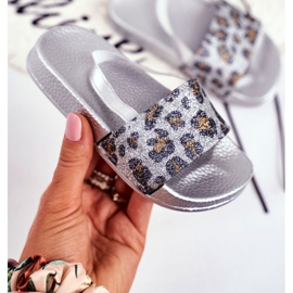 FRROCK Pantofole Bambina Broccato Leopardo Argento Rimia grigio 2