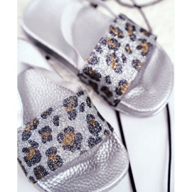 FRROCK Pantofole Bambina Broccato Leopardo Argento Rimia grigio 1