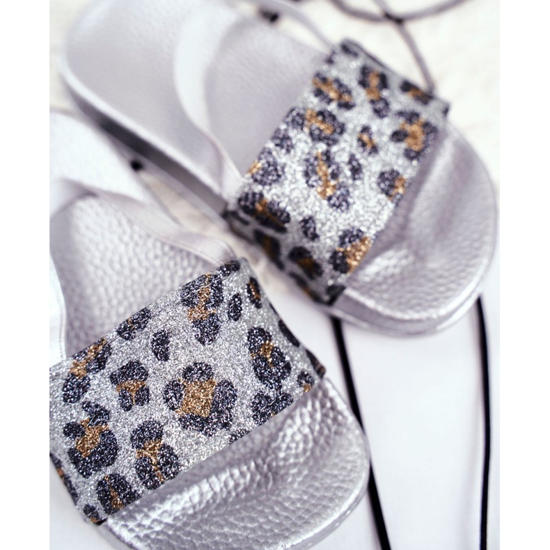 FRROCK Pantofole Bambina Broccato Leopardo Argento Rimia grigio 1