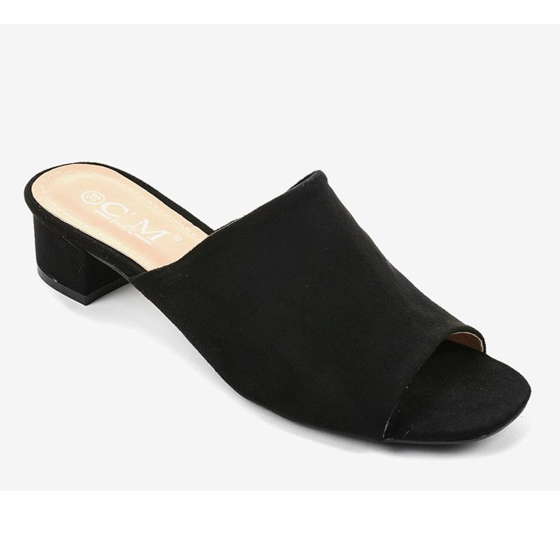 Pantofole nere con tacco alto 77-91 nero 1