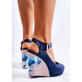 HV Sandali blu navy da donna sulla zeppa Nemesis 2