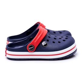 Pantofole per un ragazzo, una ragazza, un coccodrillo di schiuma da bambino blu navy rosso 1