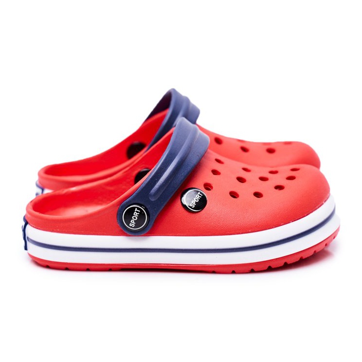 Pantofole per un ragazzo, una ragazza, un bambino, coccodrilli rossi rosso blu navy 1