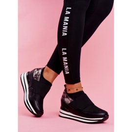Scarpe da donna con zeppa slip on sportive nere Cold Play nero 2