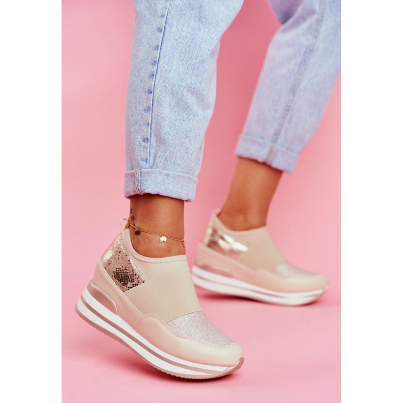 Scarpe Sportive Slip On con Zeppa Beige Cold Play da donna 1