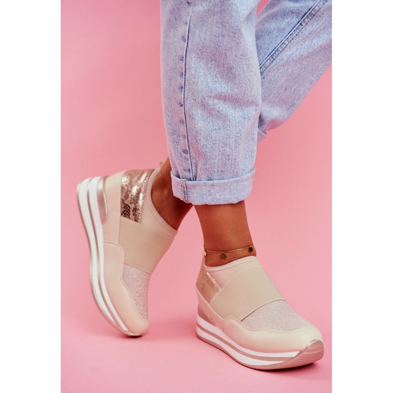 Scarpe Sportive Slip On con Zeppa Beige Cold Play da donna 2