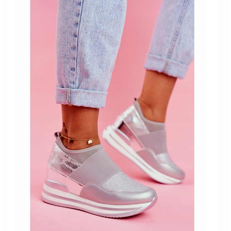 Scarpe Sportive Slip On con Zeppa da Donna Grigie Cold Play grigio 2
