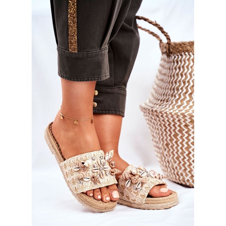 SEA Pantofole Da Donna Con Conchiglie Beige Summers 1