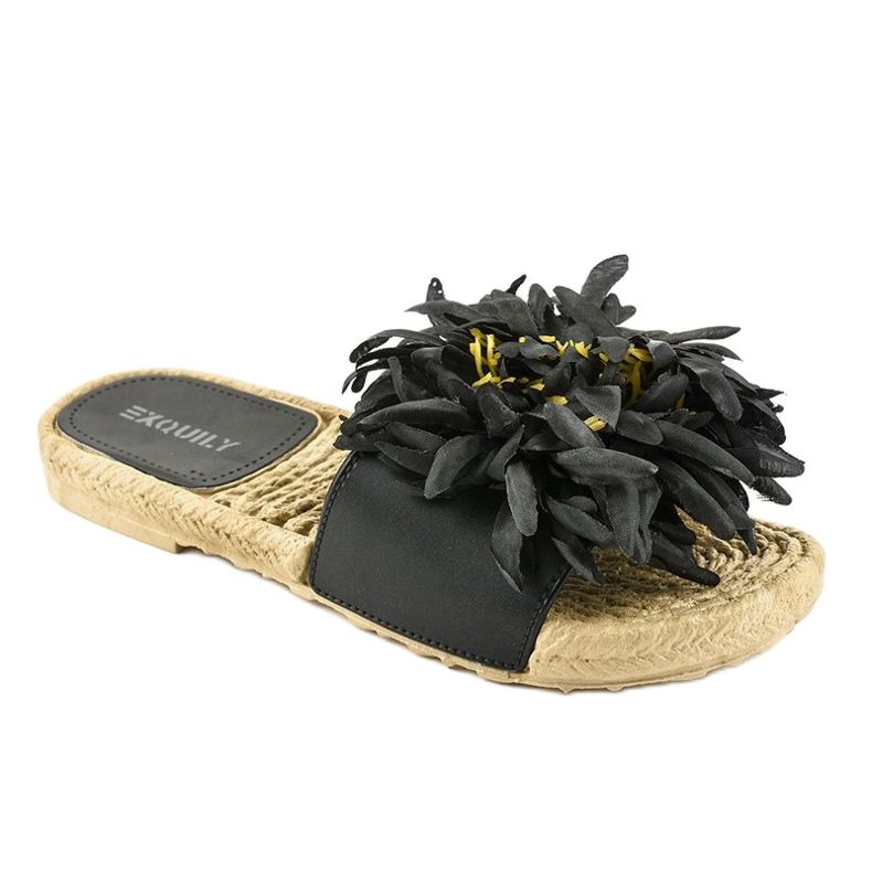 Infradito nere con fiori espadrillas CD-1831 nero 1