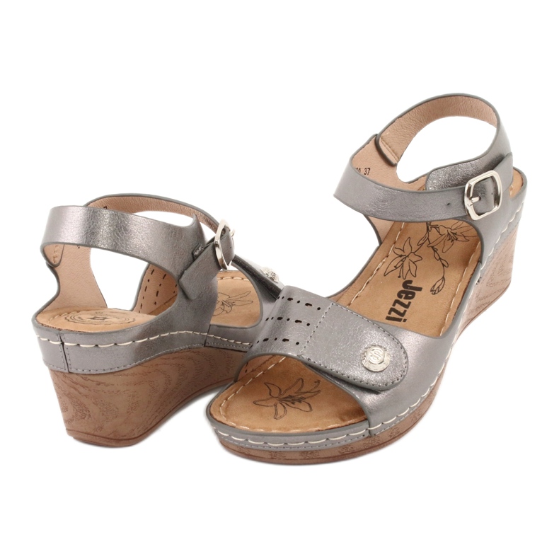 Evento Sandali femminili metallici sul cuneo 9sd98-0980 grigio 3