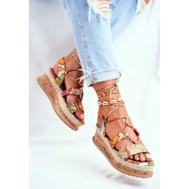 FRBS Sandali da donna sulla piattaforma di sughero legati in arancione a modo mio arancia multicolore 2