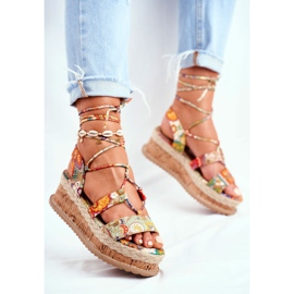 FRBS Sandali da donna sulla piattaforma di sughero legati in arancione a modo mio arancia multicolore 1