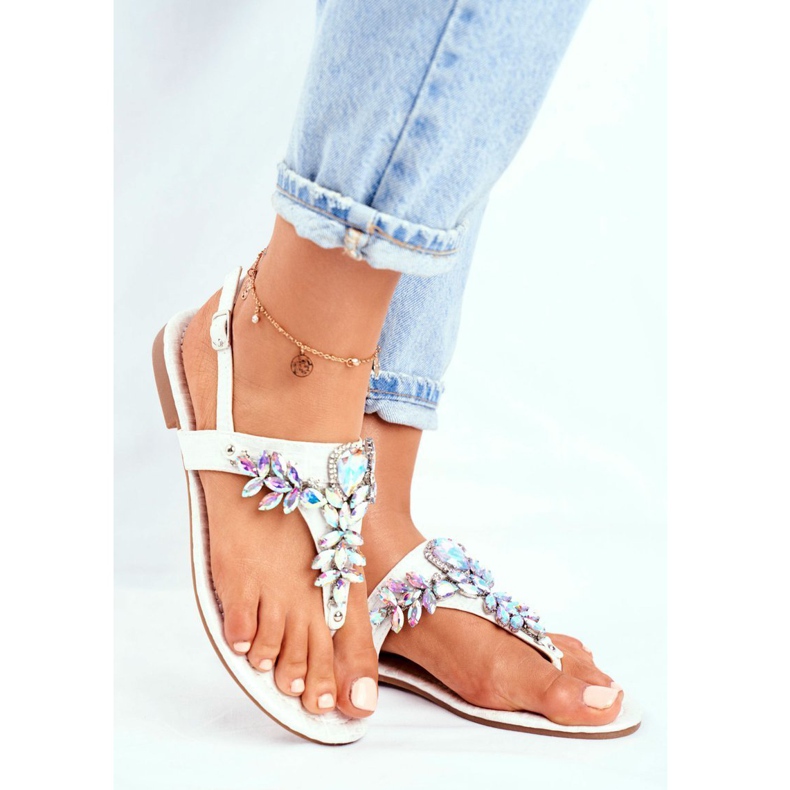 Sandali Donna Eleganti Infradito Cristalli Argento Sotto Controllo grigio 1