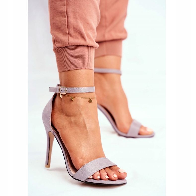 PS1 Sandali Da Donna Con Tacco Alto Eco-scamoscio Grigio Liberty 2