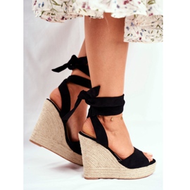 SEA Sandali Da Donna Con Zeppa Legati Neri Belleza nero 2