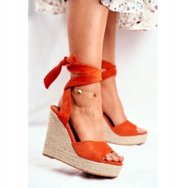 PS1 Sandali Da Donna Con Zeppa Legati Arancio Belleza arancia 1