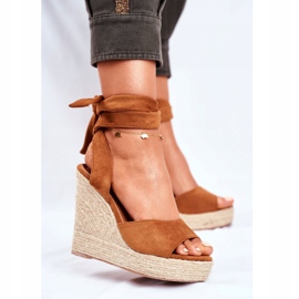 PS1 Sandali Da Donna Con Zeppa Allacciati Cammello Belleza marrone 1