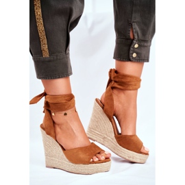 PS1 Sandali Da Donna Con Zeppa Allacciati Cammello Belleza marrone 2