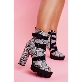 PS1 Stivaletti Donna Open Toe Pelle di Serpente Gladios nero grigio 1