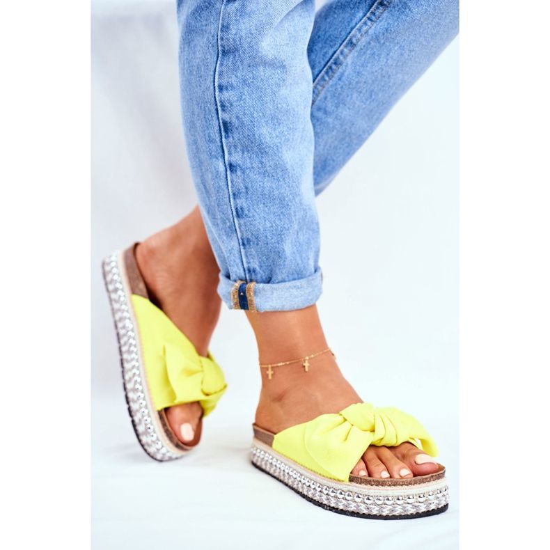 Pantofole Donna Alte Giallo Neon Mortigo 2