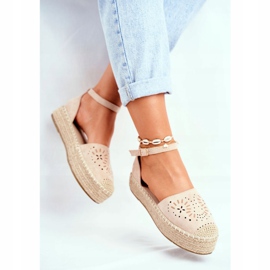 PS1 Espadrillas da donna su piattaforma di lino beige Palermo 1