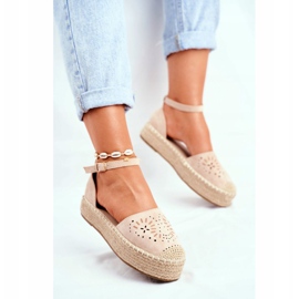 PS1 Espadrillas da donna su piattaforma di lino beige Palermo 2