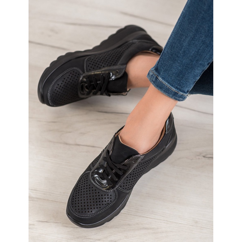Comer Sneakers traforate sulla piattaforma nero 1
