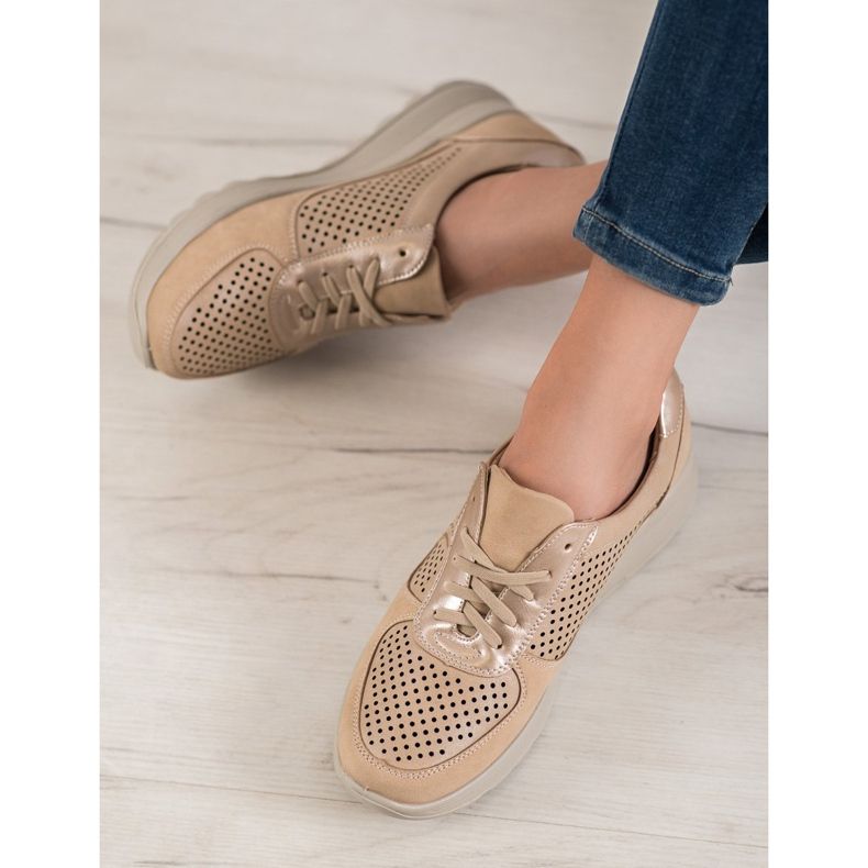 Comer Sneakers Traforate Su Paltform marrone giallo 1