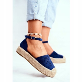 PS1 Espadrillas Da Donna Sulla Piattaforma Di Lino Blu Navy Palermo 1