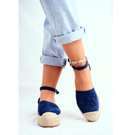 PS1 Espadrillas Da Donna Sulla Piattaforma Di Lino Blu Navy Palermo 2