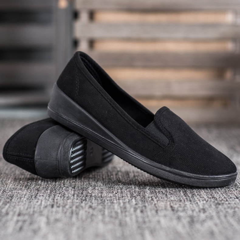 SHELOVET Scarpe in pelle scamosciata senza lacci nero 1