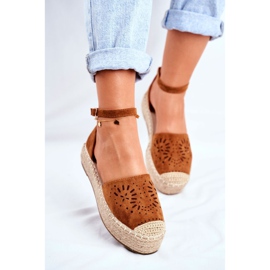 PS1 Espadrillas da donna sulla piattaforma di lino Camel Palermo marrone 1