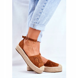 PS1 Espadrillas da donna sulla piattaforma di lino Camel Palermo marrone 2